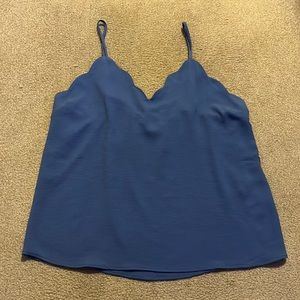Blue Scallop Neck Tank Top